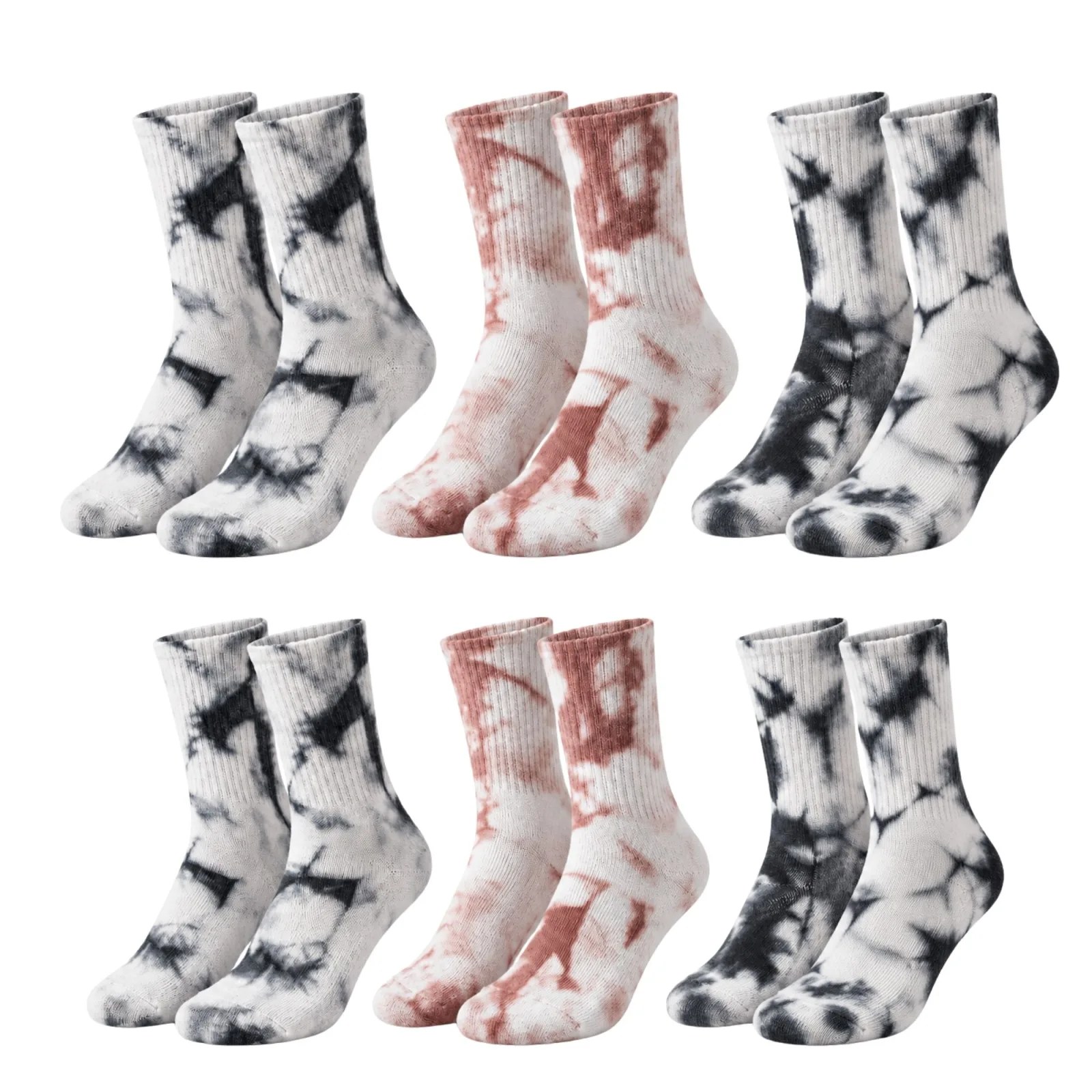Unisex Batik Desenli Çorap 6'lı Set Pamuklu Uzun Soket Günlük Spor Nefes Alan Dikişsiz