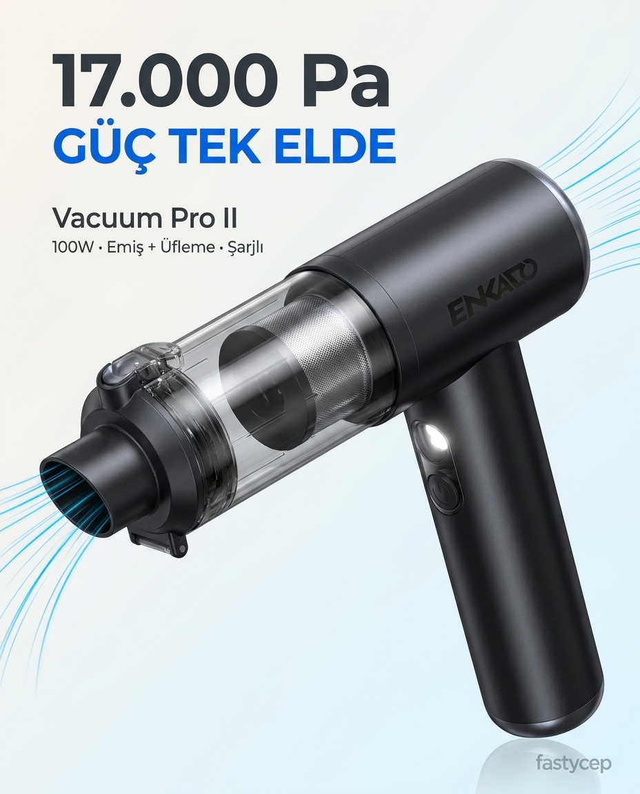 EKD-SP10 17000Pa 2000Ah Güçlü Vakum ve Üflemeli Şarjlı Elektrikli Araç Süpürgesi 3Ad Filtre