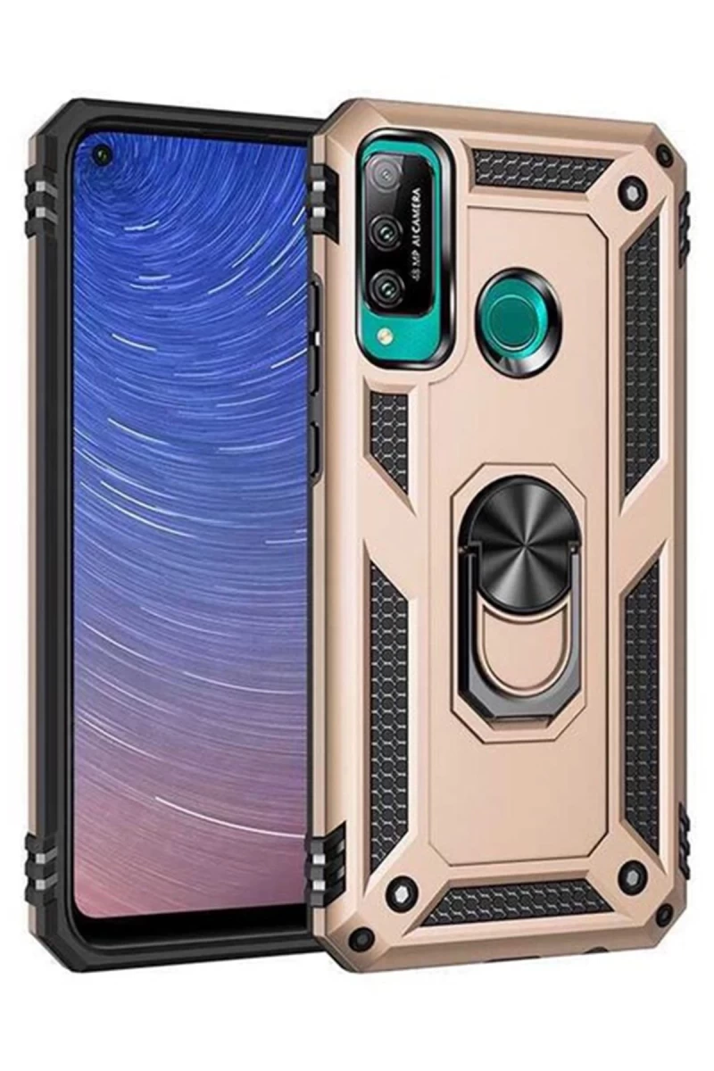 Huawei P40 Lite Uyumlu E Kılıf Sofya Yüzüklü Silikon Kapak - Gold