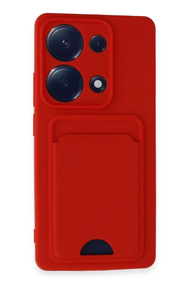 Xiaomi Redmi Note 13 Pro 4G Uyumlu Kılıf Kelvin Kartvizitli Silikon - Kırmızı