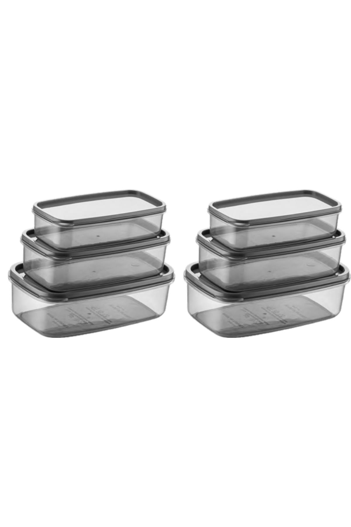Oval 6 Parça Hava Almaz Sızdırmaz Saklama Kabı Seti Füme 2x(300/500/800 ml)