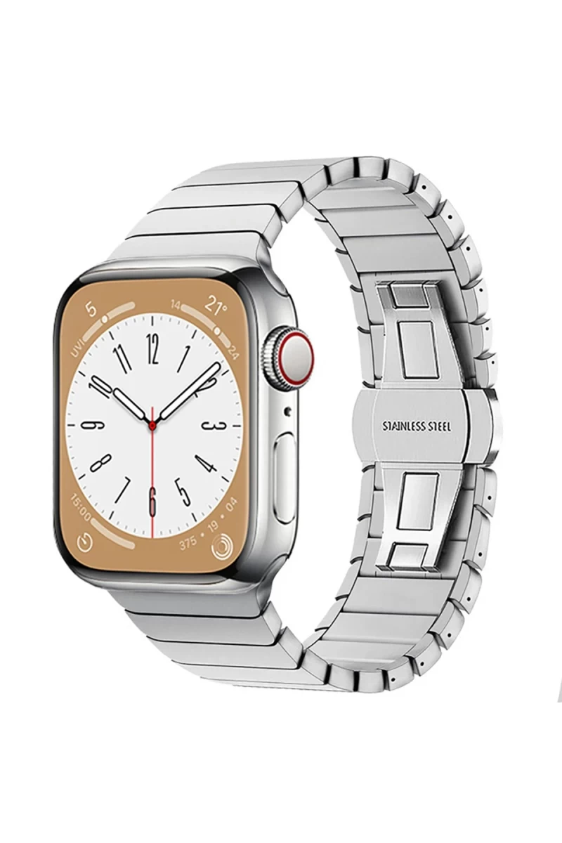 Apple Watch 38mm Uyumlu KR413 Fine Steel Kordon - Gümüş