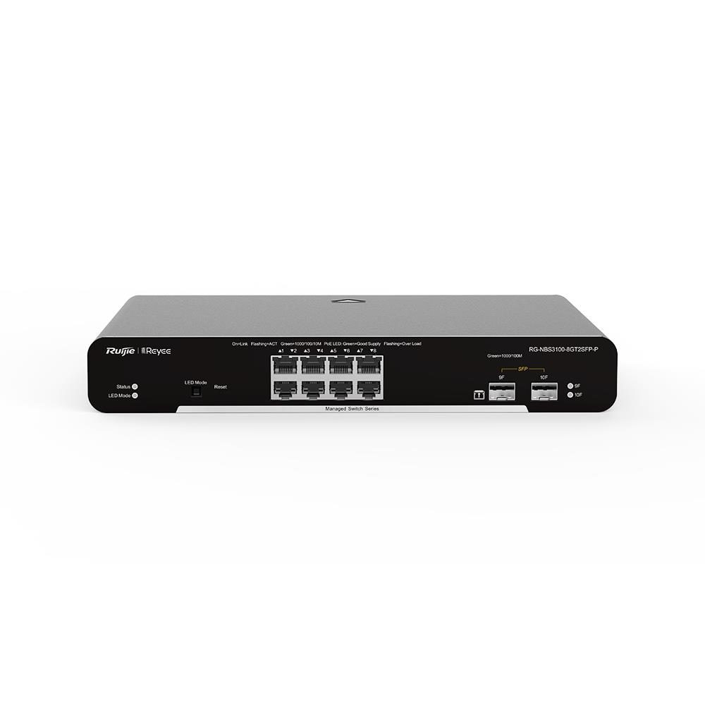 RUIJIE REYEE RG-NBS3100-8GT2SFP-P-V2 8 PORT GIGABIT + 2XGB SFP UPLINK L2 YÖNETİLEBİLİR RACKMOUNT 125W POE SWITCH
