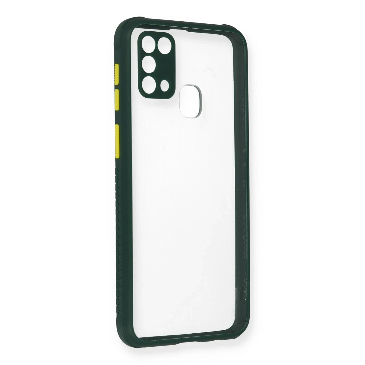 Samsung Galaxy M31 Kılıf Miami Şeffaf Silikon - Koyu Yeşil
