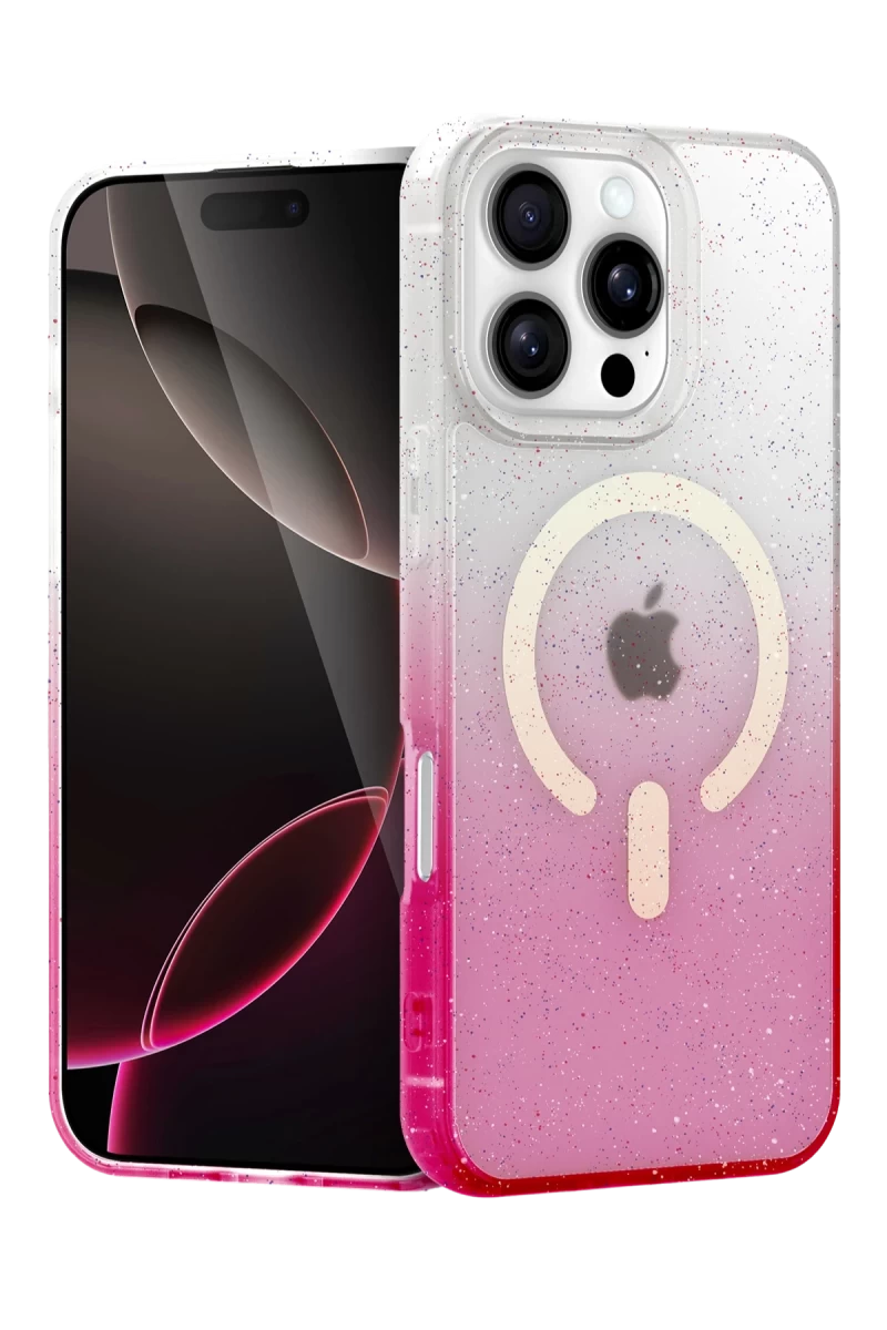 Apple iPhone 16 Pro Max Uyumlu Pummel Shiny Magsafe Kapak - Pembe