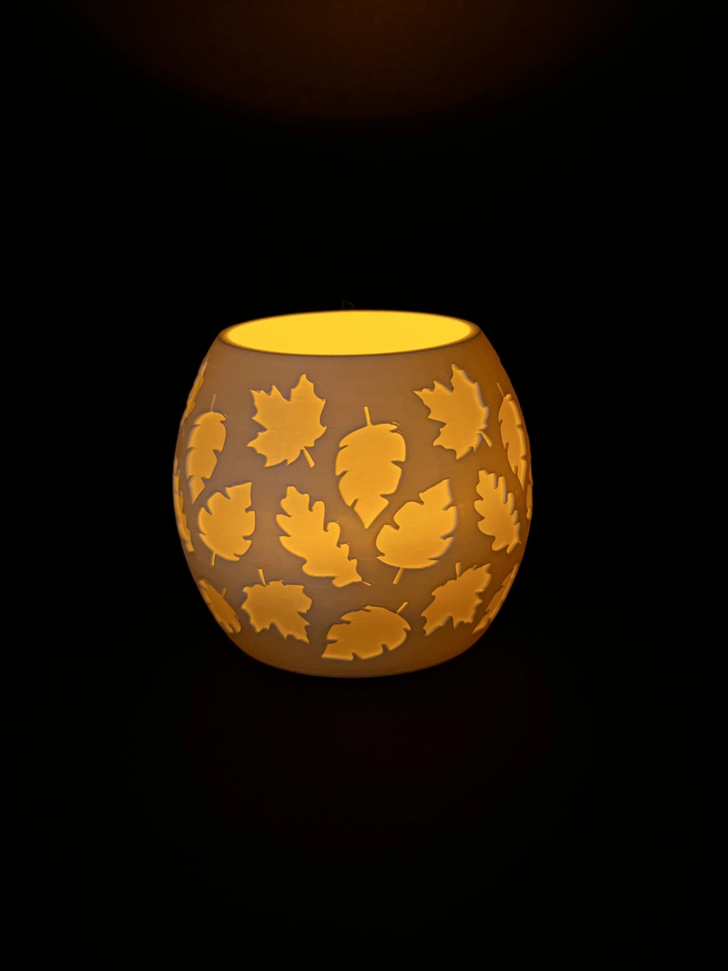 3D Baskı Yaprak Desenli Tealight Mumluk Sonbahar Yaprakları Kabartmalı Dekoratif Şamdan Masa Süsü