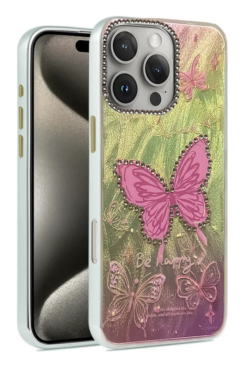 Apple iPhone 16 Pro Max Uyumlu Kılıf Blade Aynalı Desenli Kapak - Desen 5