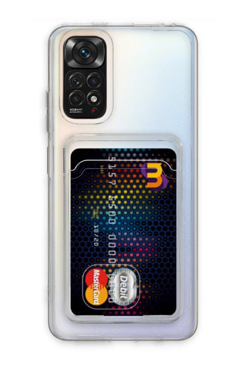Xiaomi Redmi Note 11 Uyumlu Kılıf Kart Şeffaf Silikon - Şeffaf