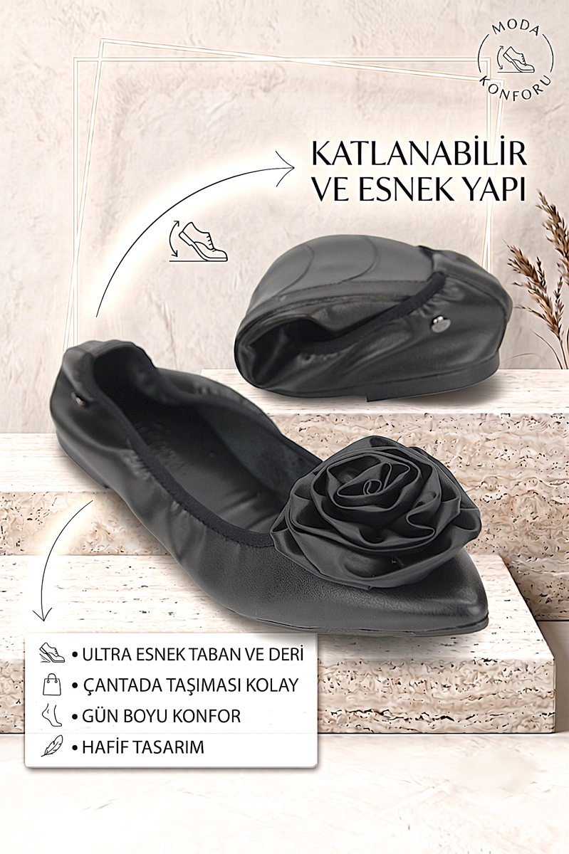 Virelle Kadın Babet Ayakkabı · RENK: SİYAH CİLT · NUMARA: 40