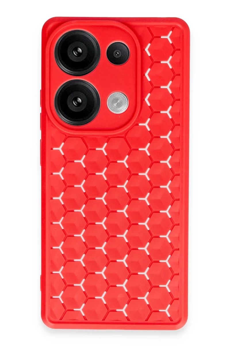 Xiaomi Redmi Note 13 Pro 4G Uyumlu Kılıf Petek Silikon Kapak - Kırmızı