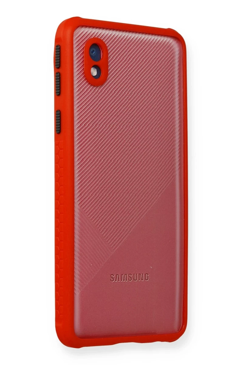 Samsung Galaxy A01 Core Uyumlu Kılıf Miami Şeffaf Silikon - Kırmızı