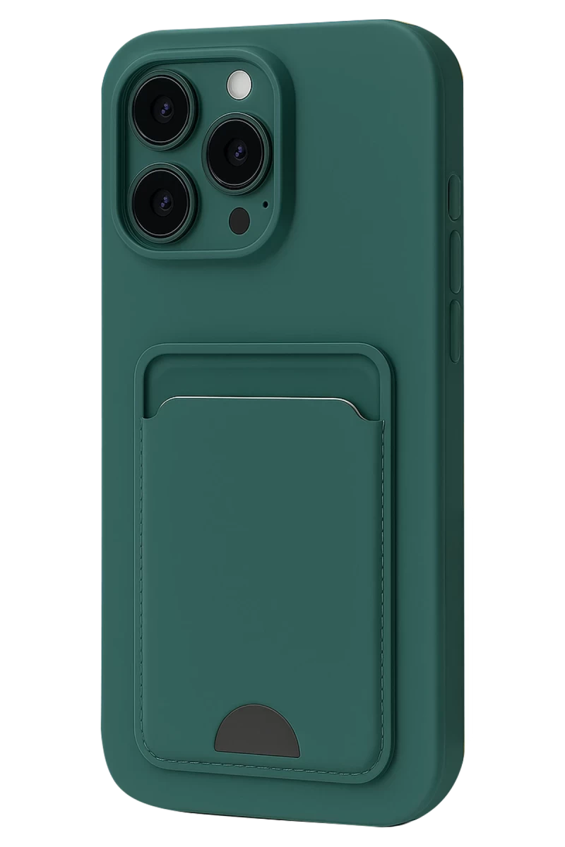 Apple iPhone 16 Plus Uyumlu Kılıf Kelvin Kartvizitli Silikon - Koyu Yeşil