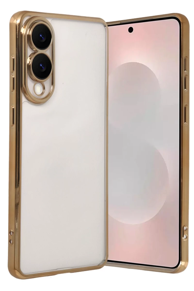 Samsung Galaxy S25 Uyumlu Edge Lensli Silikon - Gold