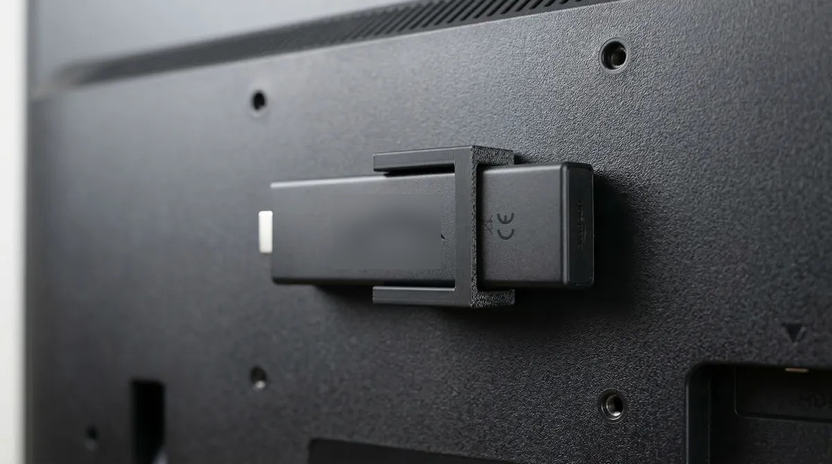 3D Baskı HDMI Medya Çubuğu Tv Arkası Montaj Aparatı Gerilim Azaltıcı Yapıştırmalı Tutucu Siyah
