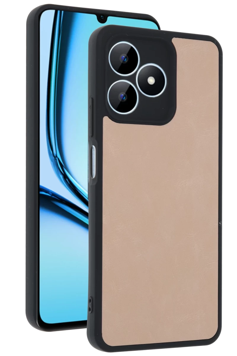 Realme Note 50 4G Uyumlu Kılıf Aras Deri Kapak - Pudra
