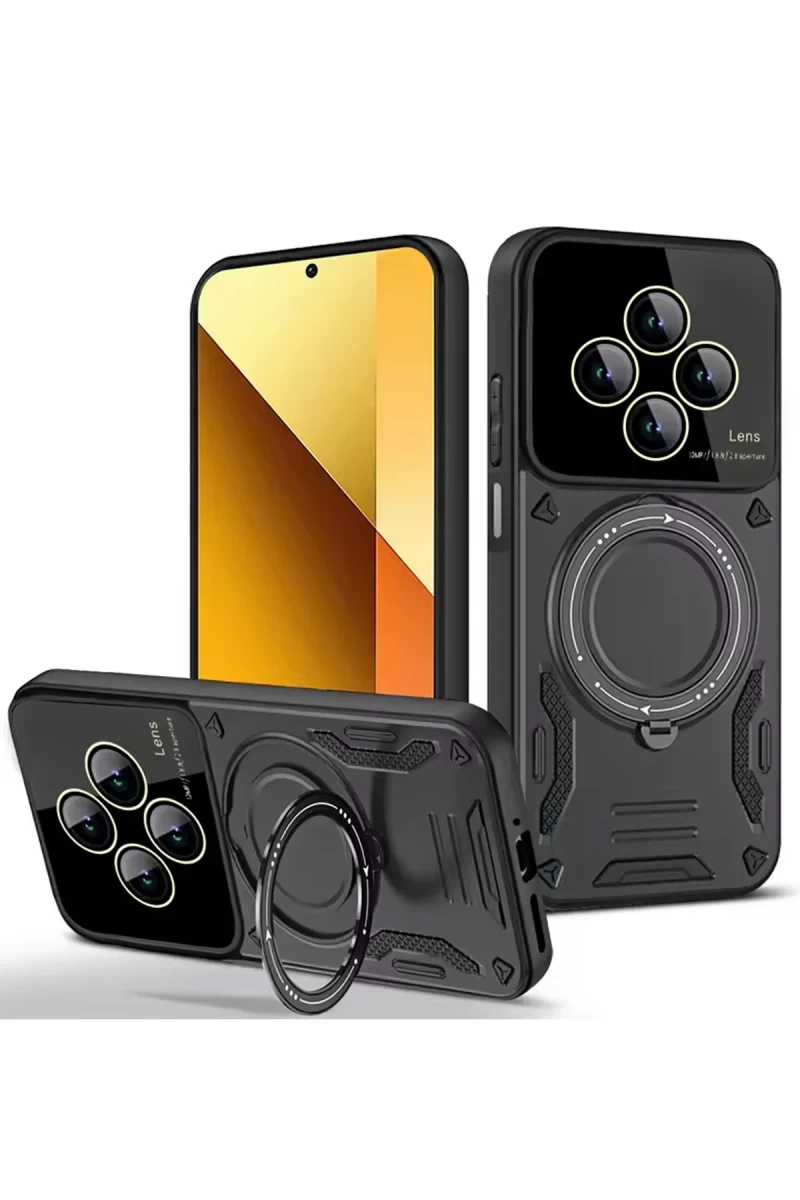 Xiaomi Redmi 14C Uyumlu Kılıf Joy Lens Standlı Kapak - Siyah