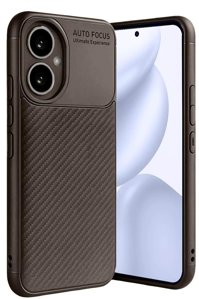 Honor 400 Uyumlu Kılıf Auto Focus Karbon Kapak - Kahverengi