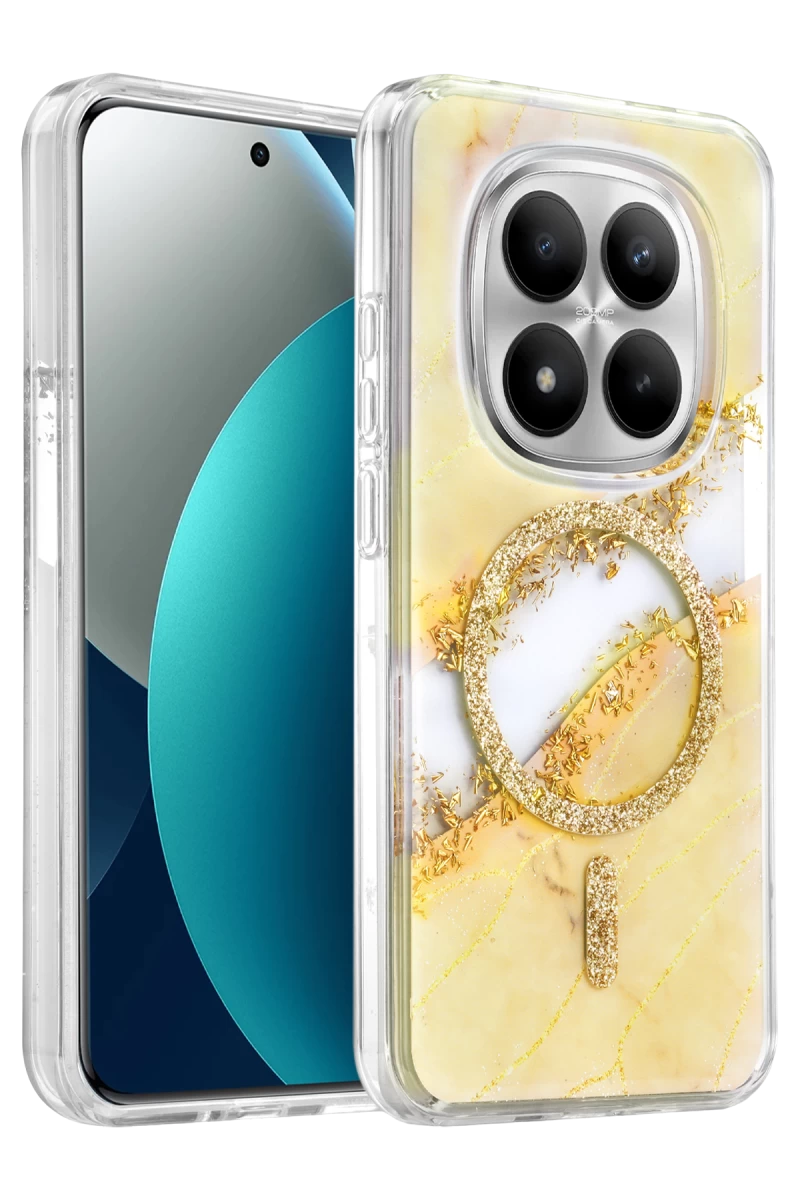Onegif Xiaomi Redmi Note 15 Pro 4G Uyumlu Lotus Simli Magsafe Kapak - Gümüş