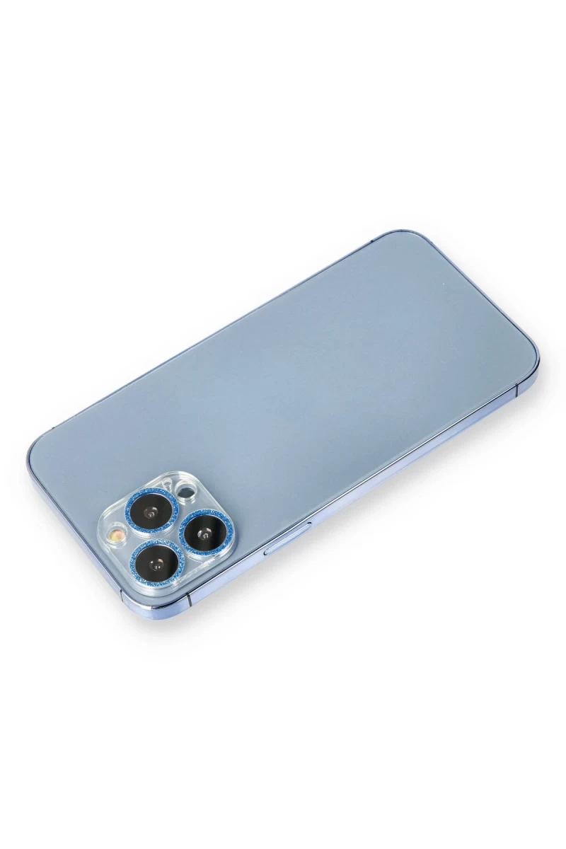 Apple iPhone 12 Pro Max Uyumlu Shine Kamera Lens Koruma Cam - Mavi