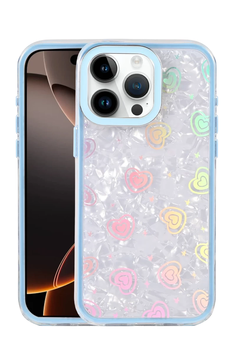 Apple iPhone 15 Pro Uyumlu Lumi Desenli Kapak - Mavi