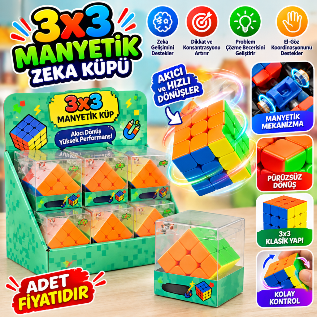 3x3 Tic Tac Manyetik Küp (adet fiyatıdır)