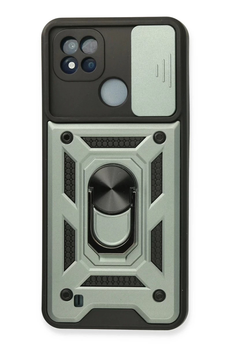 Realme C11 2021 Uyumlu Kılıf Pars Lens Yüzüklü Silikon - Yeşil