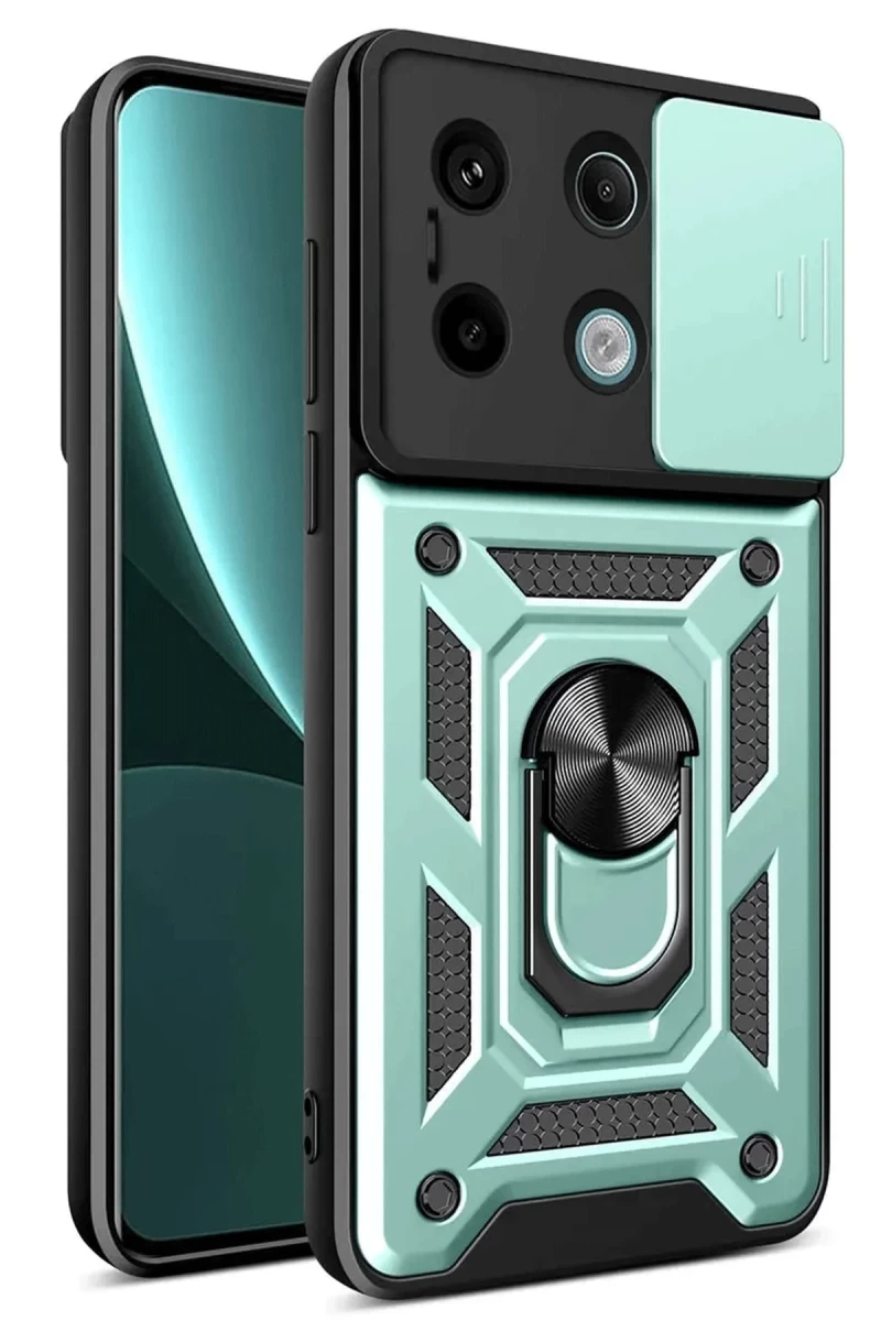 Xiaomi Redmi Note 13 Pro 4G Uyumlu Pars Lens Yüzüklü Silikon - Yeşil