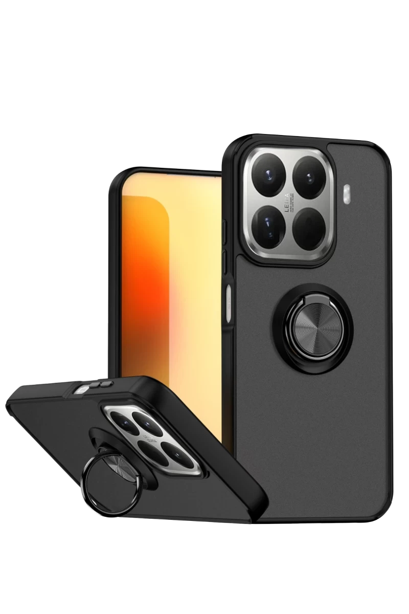 Xiaomi Mi 15T Pro Uyumlu Montreal Yüzüklü Silikon Kapak - Siyah