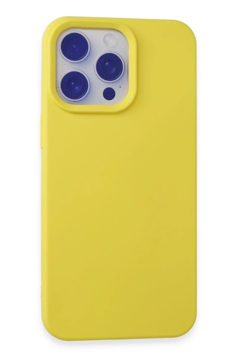 Apple iPhone 15 Pro Max Uyumlu Kılıf Nano içi Kadife Silikon - Sarı