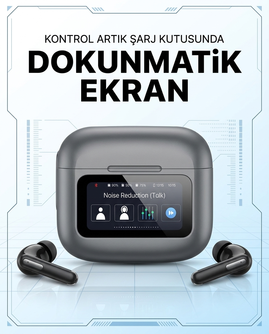 snapron Hush ANC + ENC Dokunmatik Ekran TWS Bluetooth Kulak İçi Kulaklık