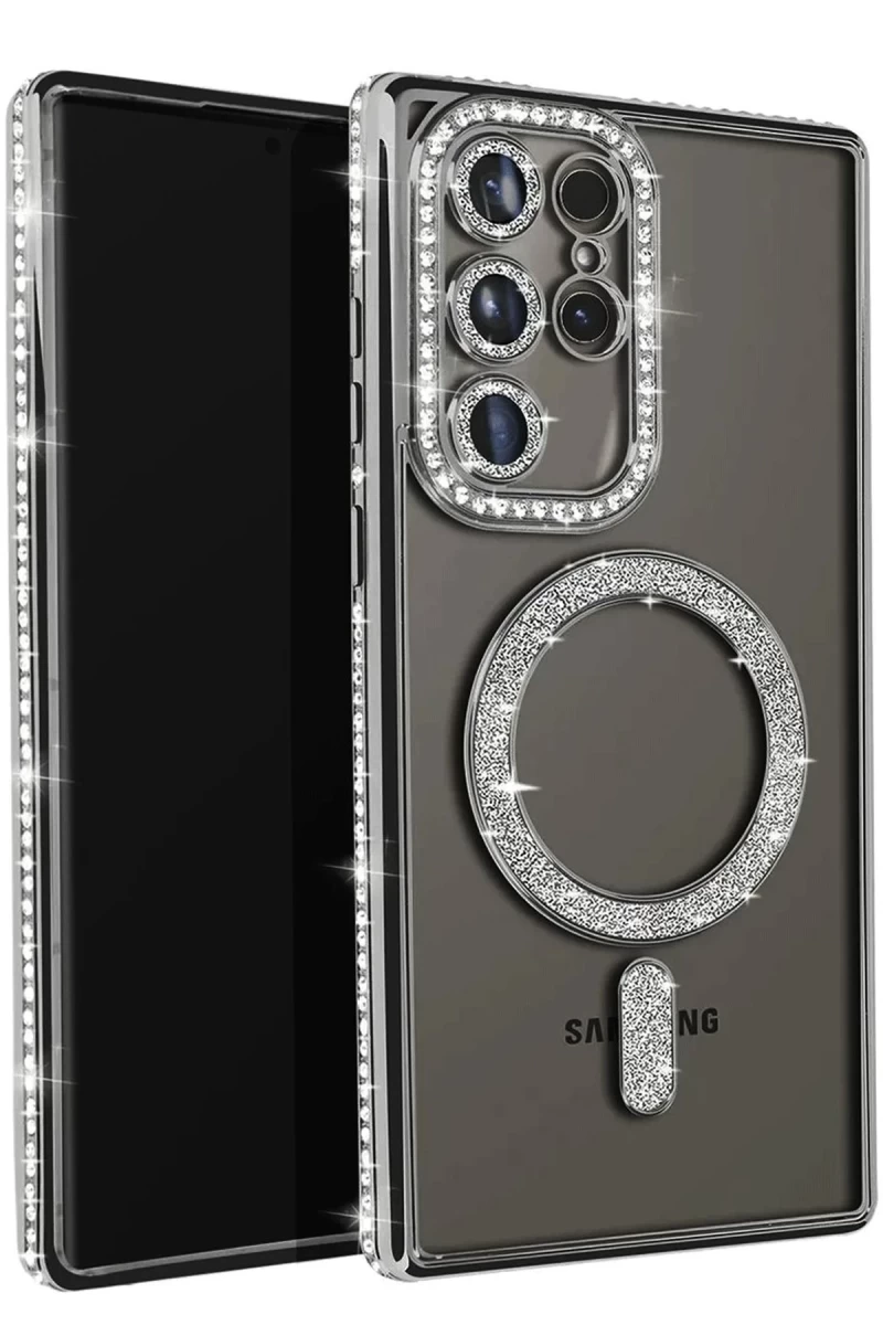 Samsung Galaxy S23 Ultra Uyumlu Joke Simli Magneticsafe Kılıf - Siyah