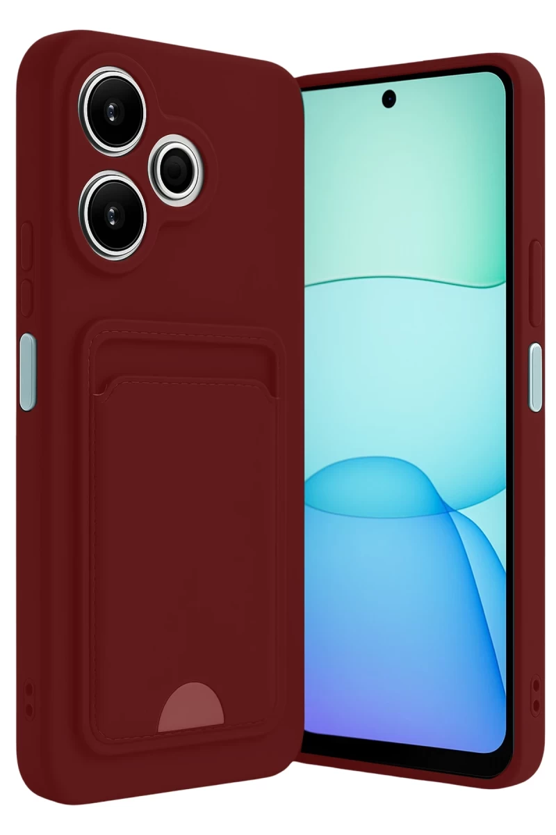 Xiaomi Redmi 13 4G Uyumlu Kılıf Kelvin Kartvizitli Silikon - Bordo