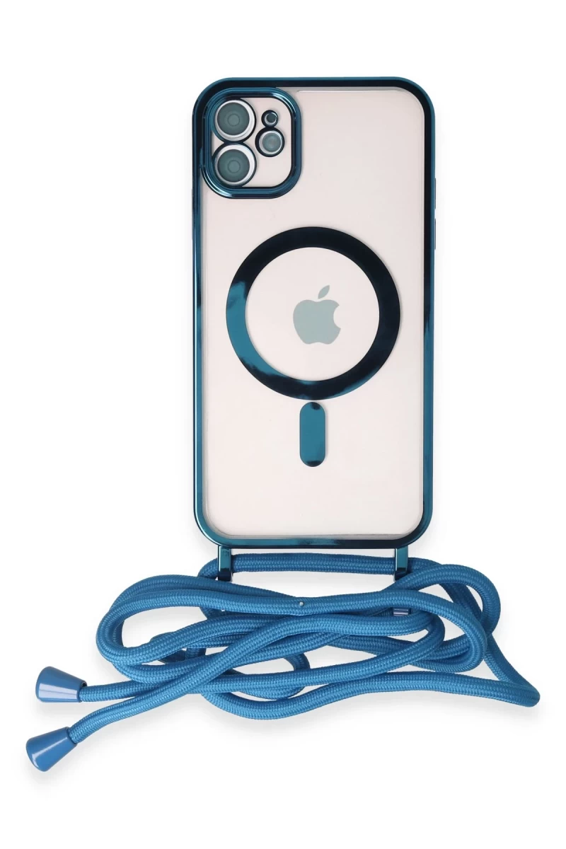 Apple iPhone 11 Uyumlu Kılıf Divo Lazer Askılı Magsafe Kapak - Sierra Blue