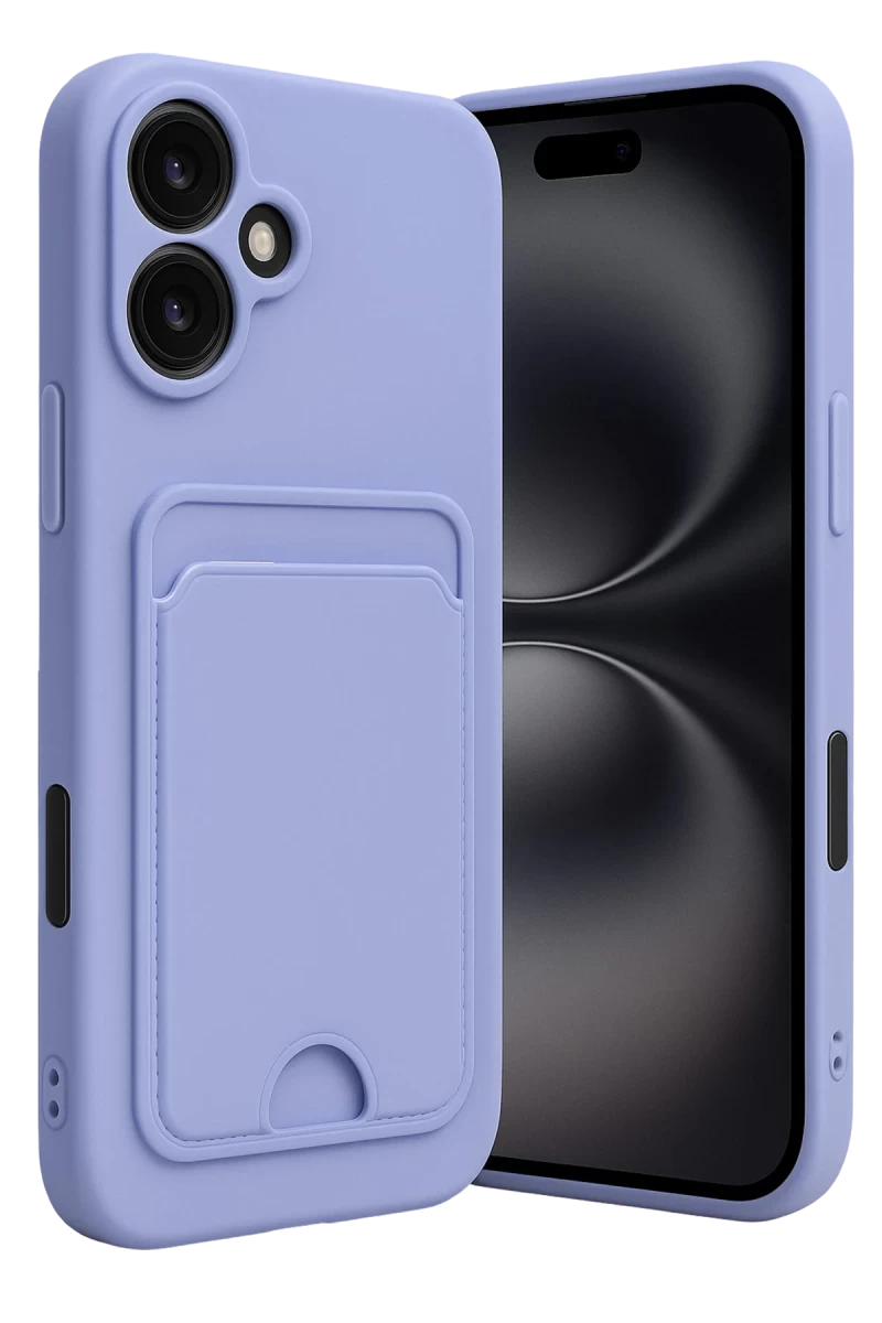 Apple iPhone 16 Uyumlu Kılıf Kelvin Kartvizitli Silikon - Lila