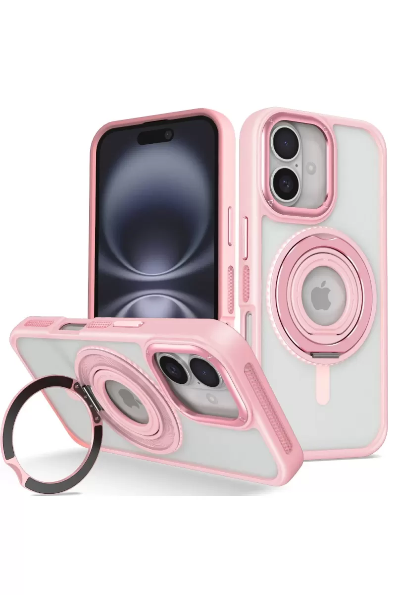 Joko Apple iPhone 16 Uyumlu Banza Magsafe Standlı Kapak - Pembe