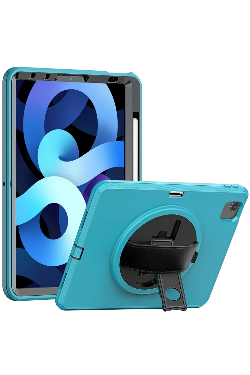 Apple iPad 2025 10.9 10.Nesil (A16) Kılıf Hand Strap Tablet Kılıfı - Turkuaz