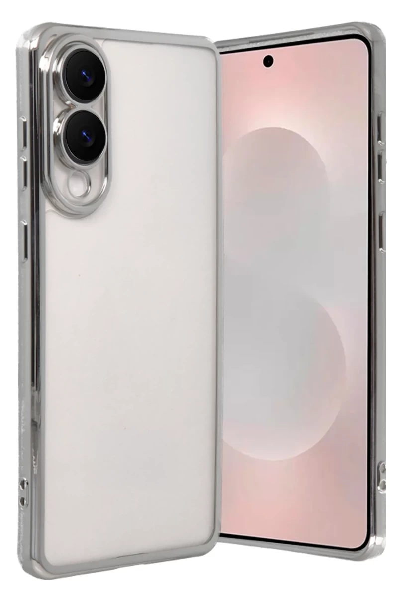 Samsung Galaxy S25 Uyumlu Edge Lensli Silikon - Gümüş