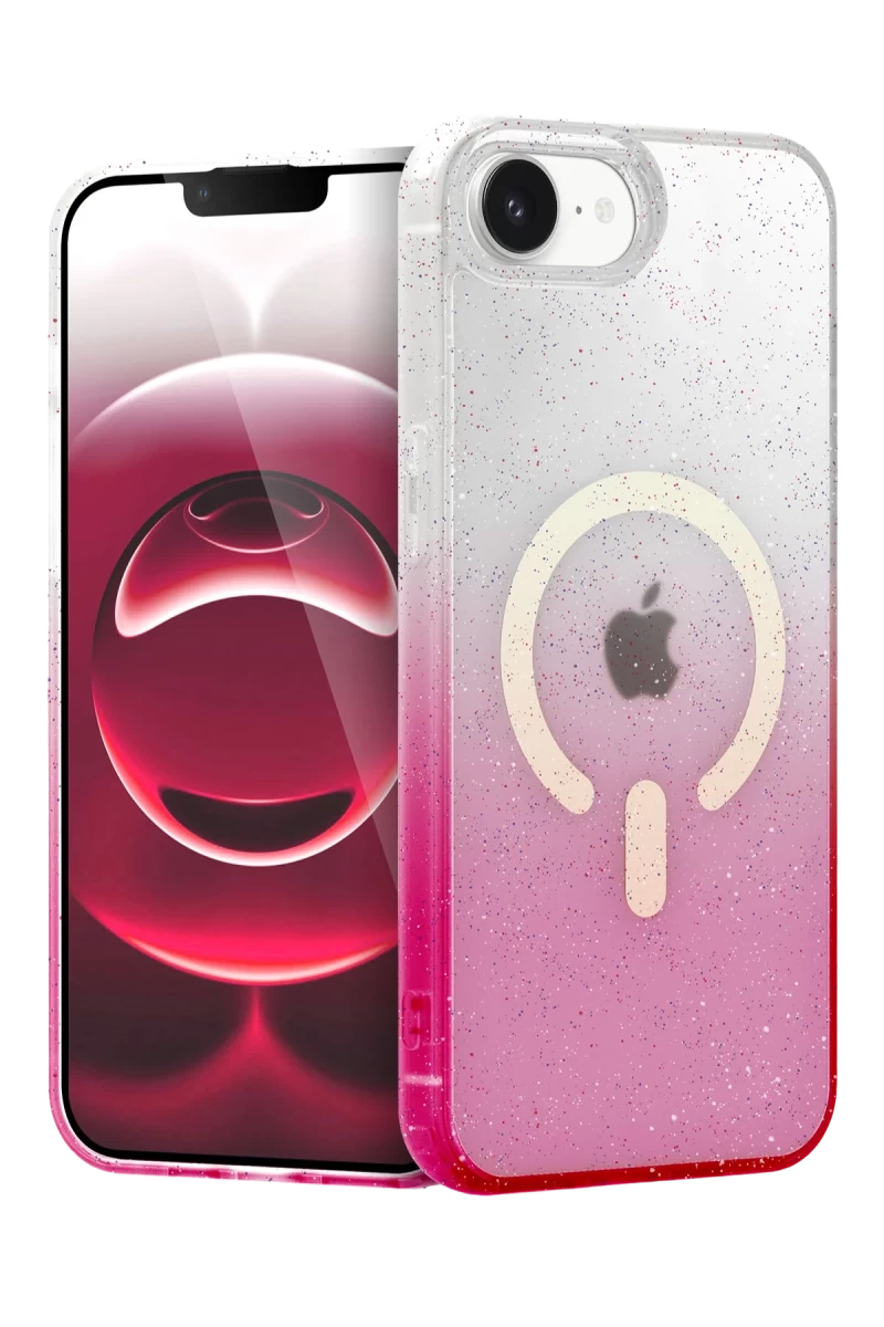 Apple iPhone 16E Uyumlu Pummel Shiny Magsafe Kapak - Pembe