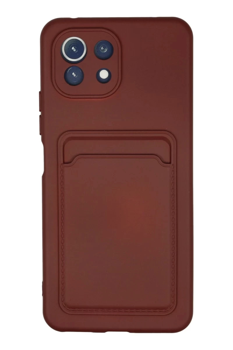 Xiaomi Mi 11 Uyumlu Kılıf Kelvin Kartvizitli Silikon - Bordo