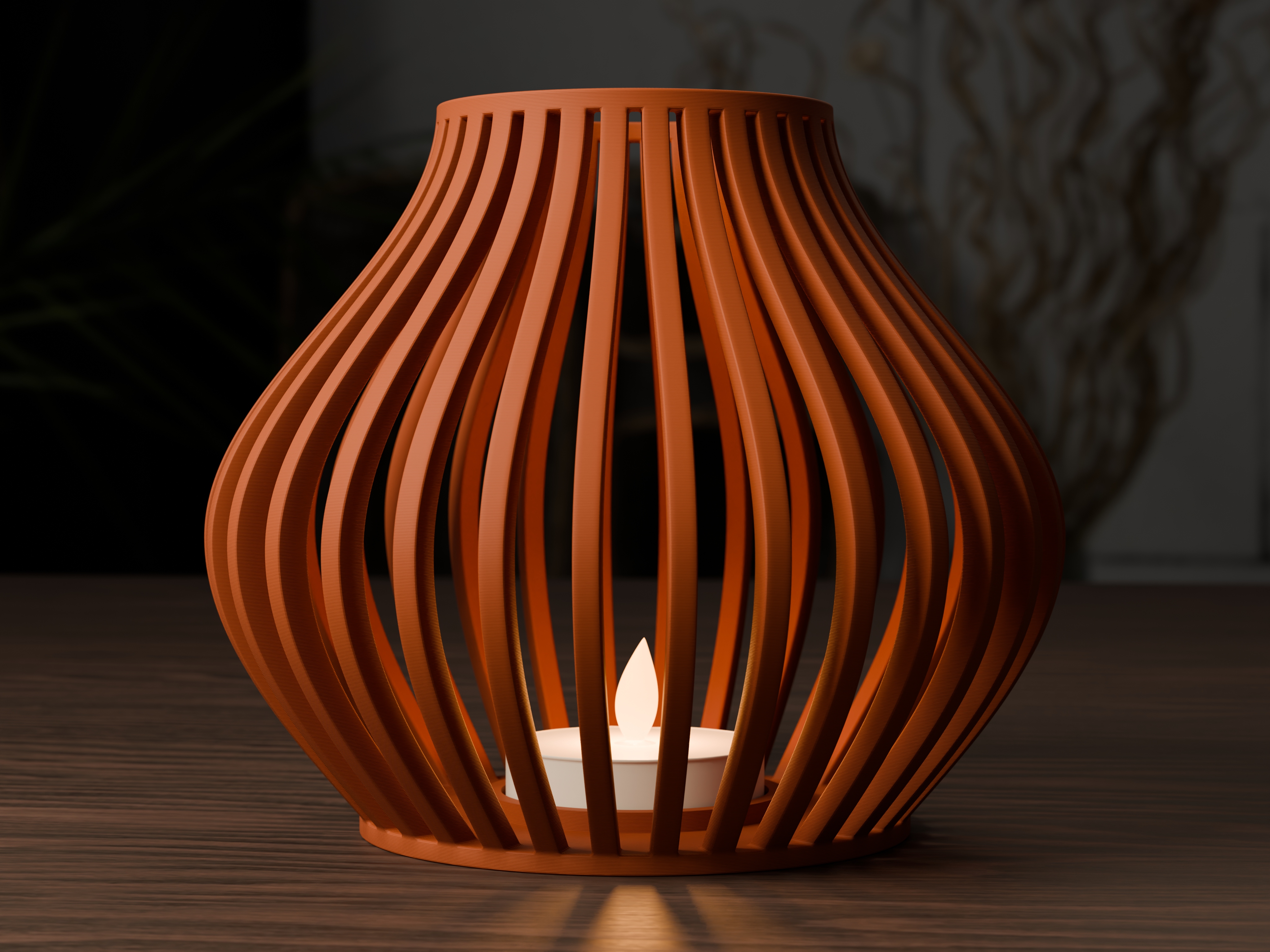 Oluklu Dalga Formlu Fener Tealight Mumluk Heykelsi Dekoratif Mum Tutucu