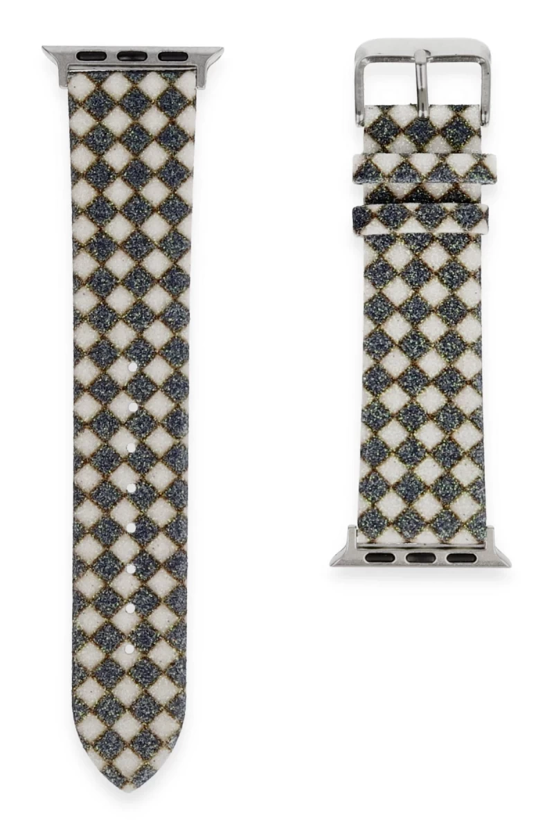 Apple Watch 38mm Uyumlu Karo Motif Kordon - Siyah