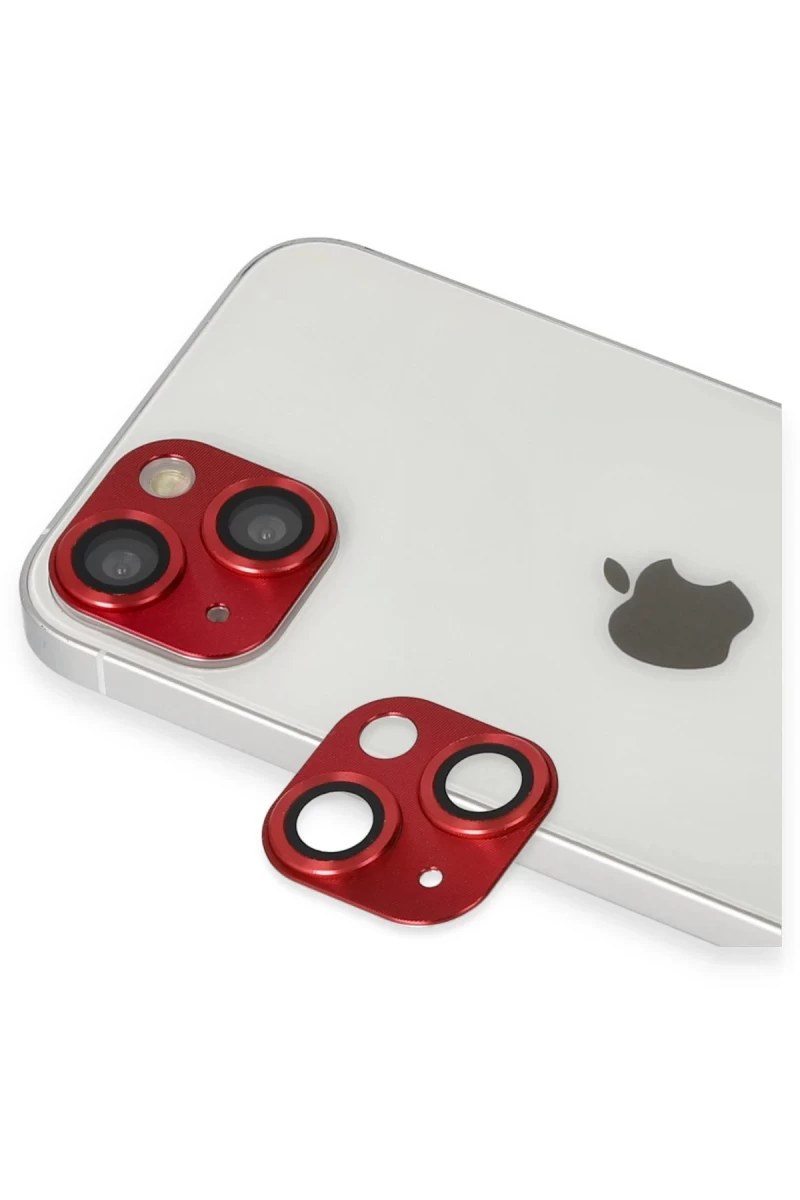 Apple iPhone 13 Uyumlu Pers Alüminyum Kamera Lens - Kırmızı