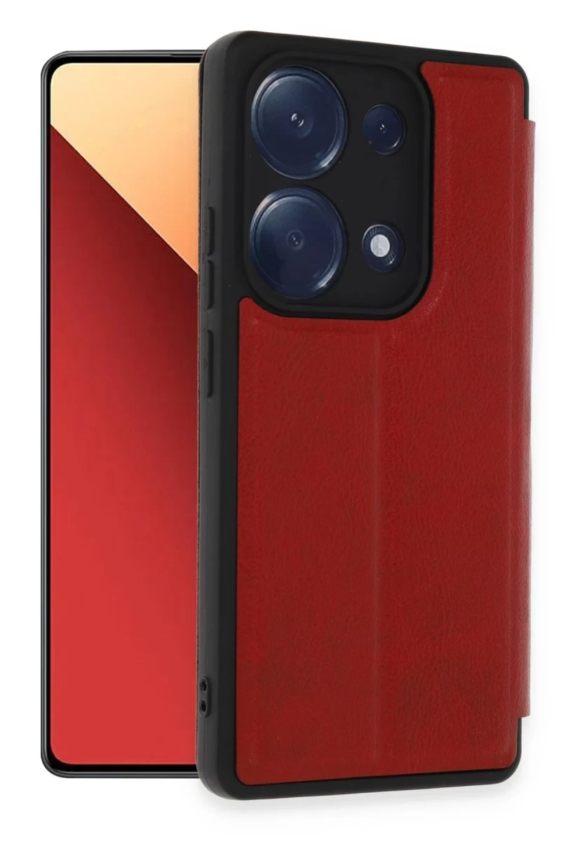 Xiaomi Redmi Note 13 Pro 4G Uyumlu Kılıf Flip Cover - Kırmızı