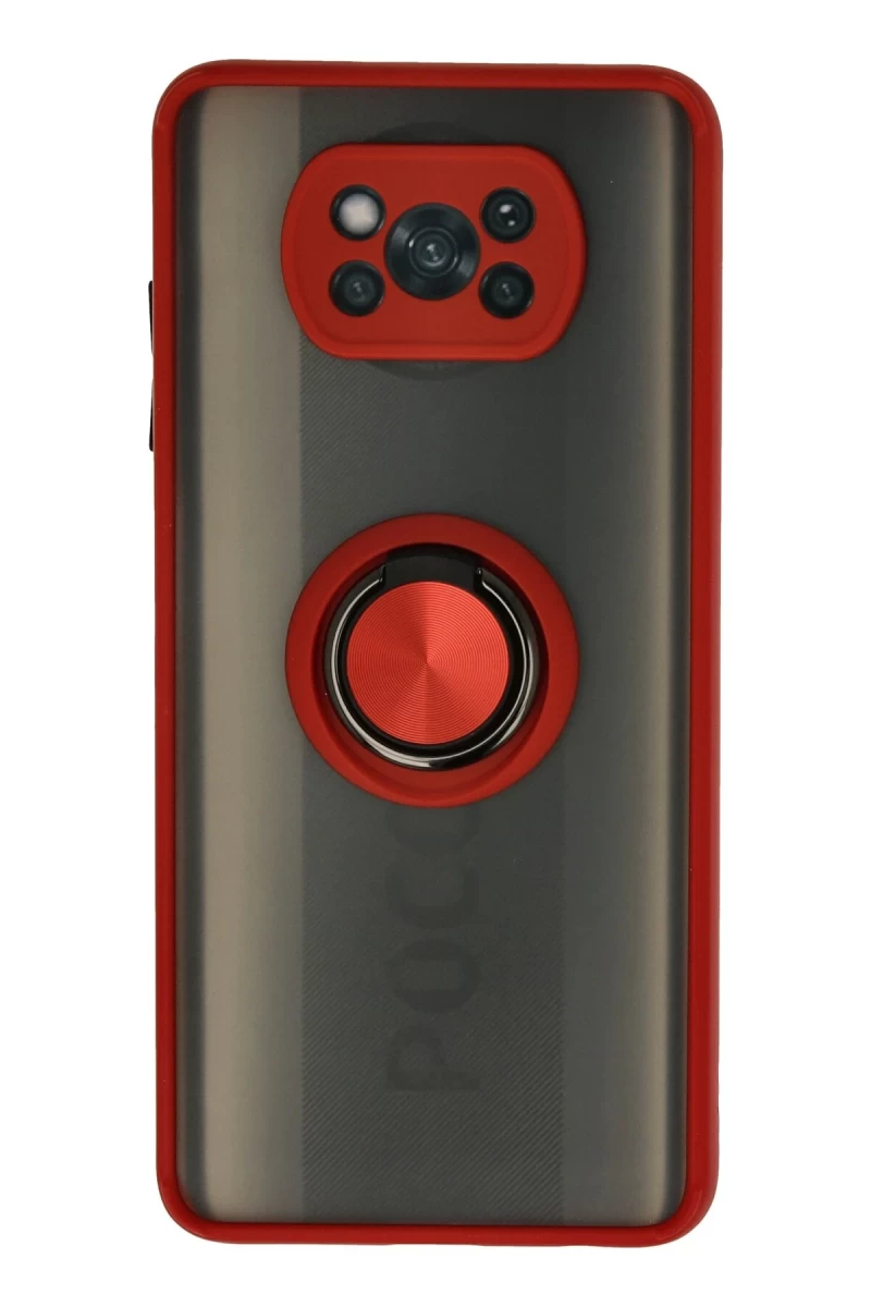 Xiaomi Pocophone X3 Kılıf Montreal Yüzüklü Silikon Kapak - Kırmızı