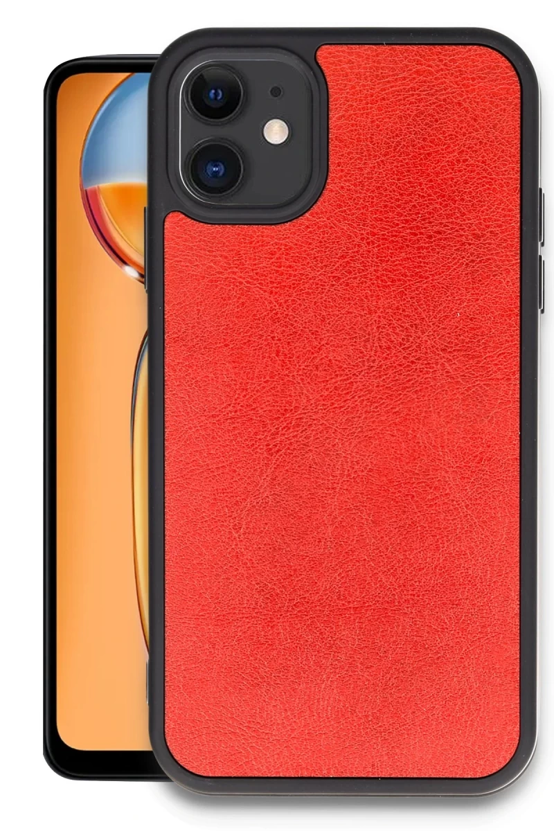 Apple iPhone 11 Uyumlu Kılıf Aras Deri Kapak - Kırmızı