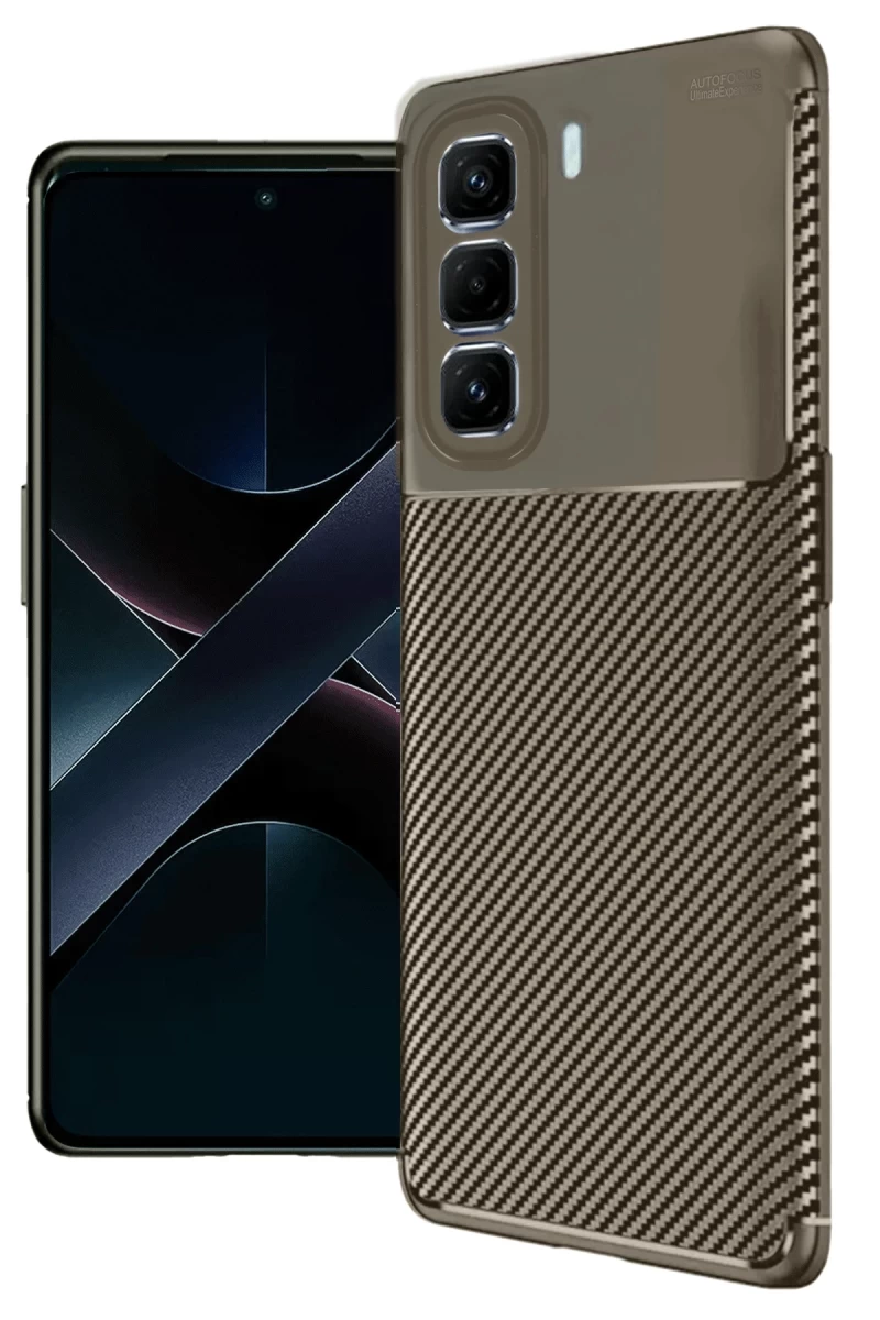 İnfinix Hot 50 Pro Plus 4G Uyumlu Auto Focus Karbon Kapak - Kahverengi