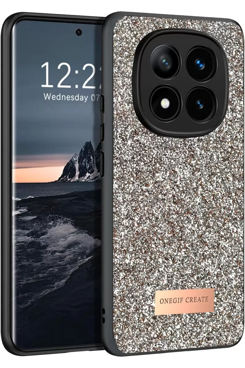 Onegif Xiaomi Redmi Note 14 Pro 4G Uyumlu Bright Simli Kapak - Gold
