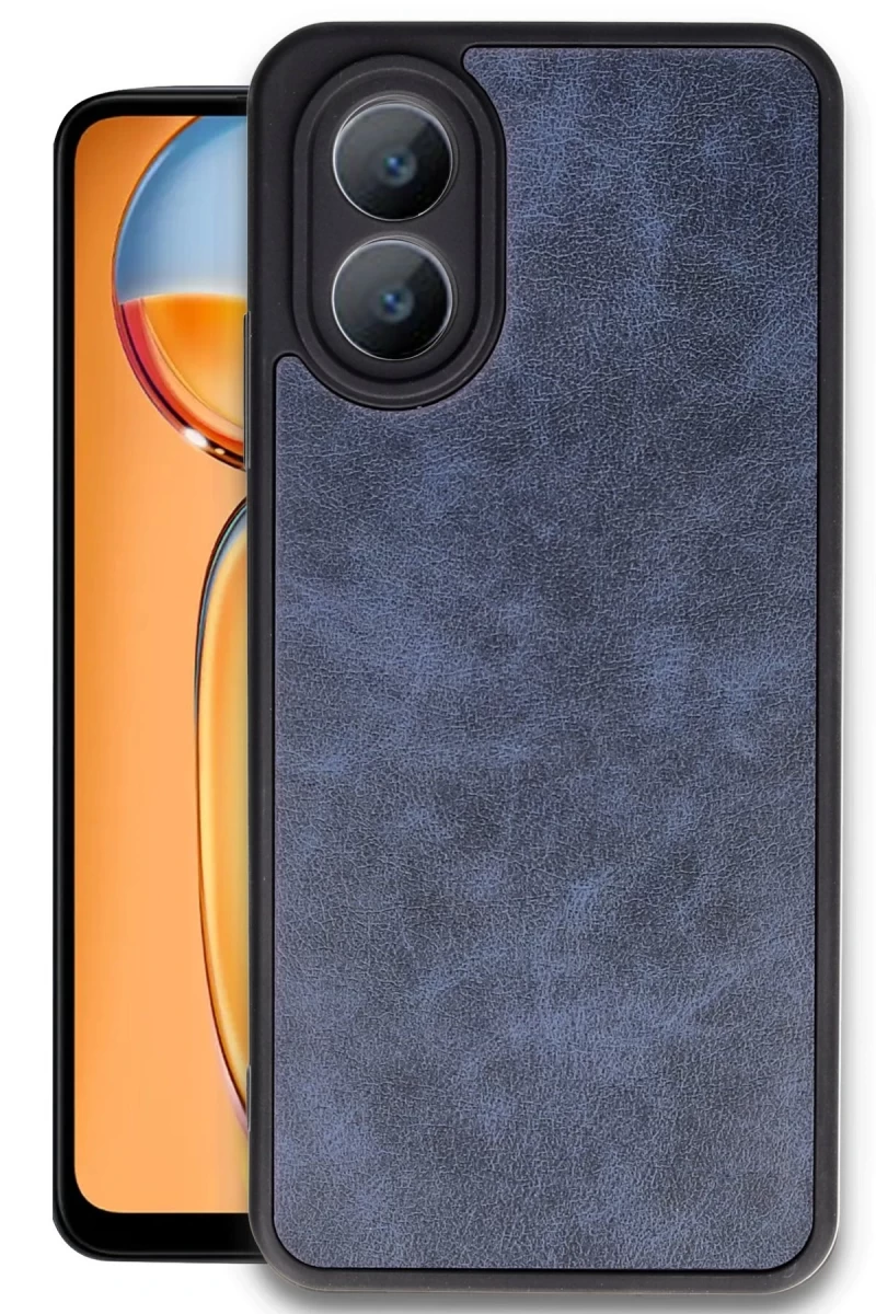 Oppo A38 Uyumlu Kılıf Aras Deri Kapak - Lacivert