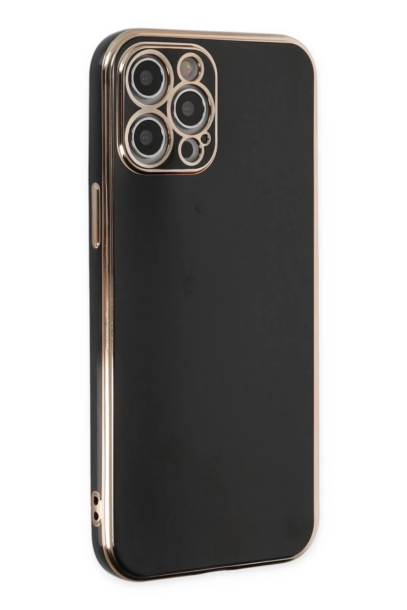 Apple iPhone 12 Pro Max Uyumlu Kılıf Volet Silikon - Siyah