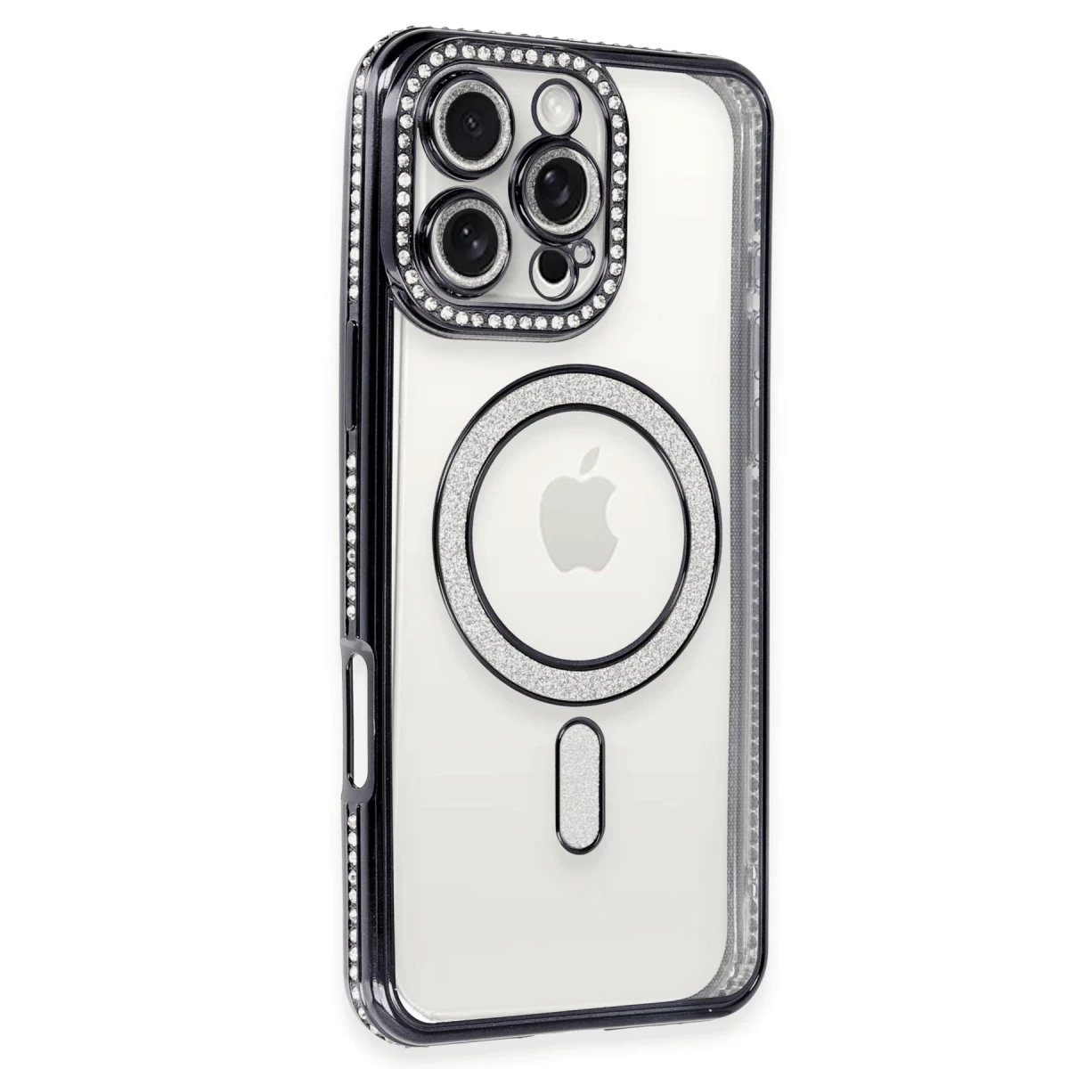 Apple iPhone 16 Pro Uyumlu Kılıf Joke Simli Magneticsafe Kılıf - Gri